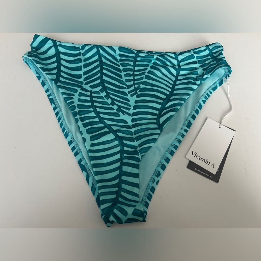 Vitamin A Women’s High Waist Bikini Bottom Leaft Print